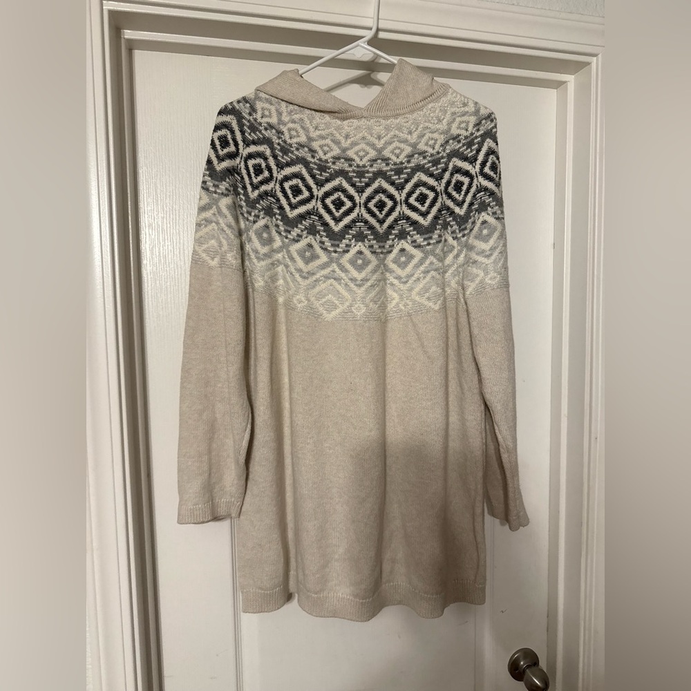 J. Jill Cream and Gray Knit Sweater